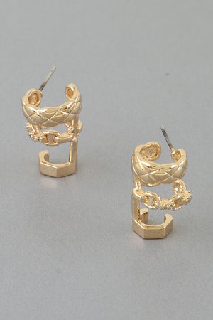 Triple Stocking Belt Hoop Earrings