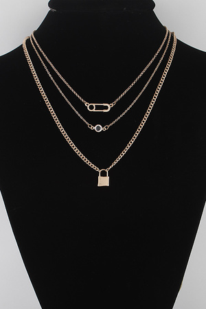 Triple Pendant Layered Necklace