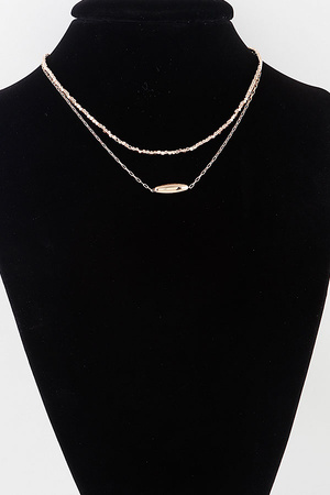 Double Cube Beaded Oval Chain Necklace