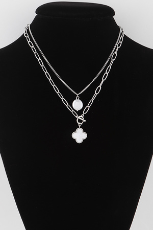 Double Clover Toggle Chain Necklace