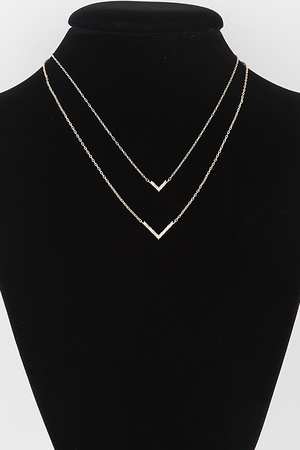 Double Crystal V Necklace