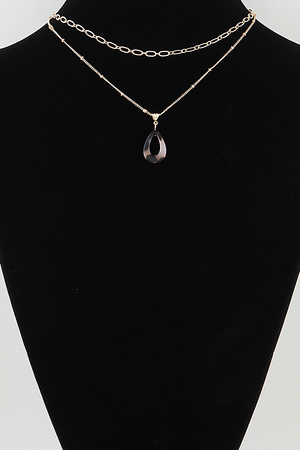 Double Tortoise Teardrop Chain Necklace