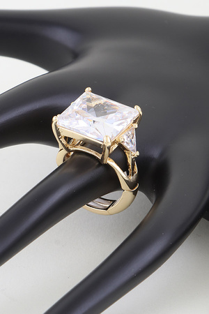 Cubic Rhinestone Statement Ring
