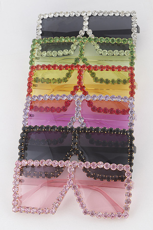 Beaded Frame Shield Sunglasses