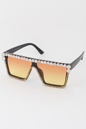 Beaded N Jeweled Luxury Shield Sunglasses