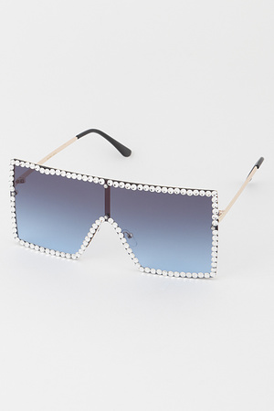 Jewel Lined Shield Sunglasses