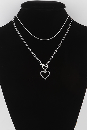 Double Heart Toggle Chain Necklace