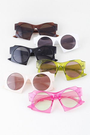 Retro Angled Round Sunglasses