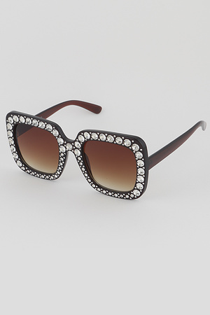 Beaded Frame Square Sunglasses