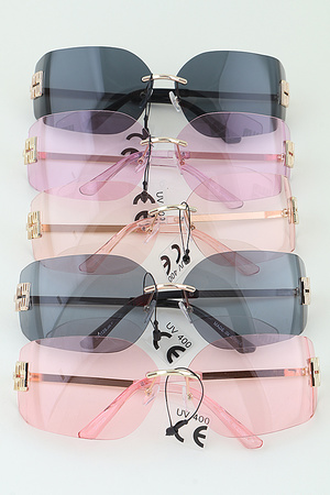 MW Frame Rimless Wrap Sunglasses