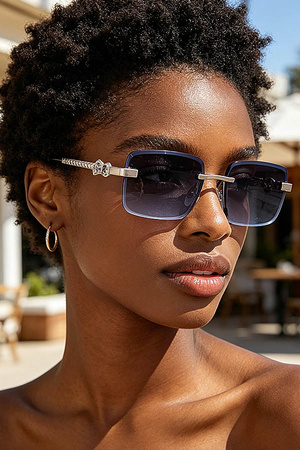Bejeweled Jaguar Rimless Sunglasses