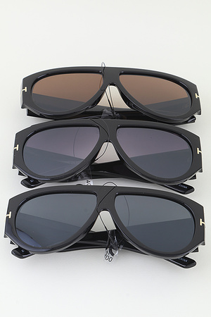 Polished Pillar Straight Shield Sunglasses