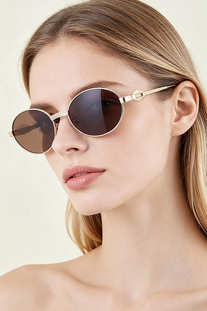 Polished Diamond Round Sunglasses