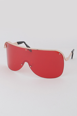 Curved Half Frame Shield Sunglasses