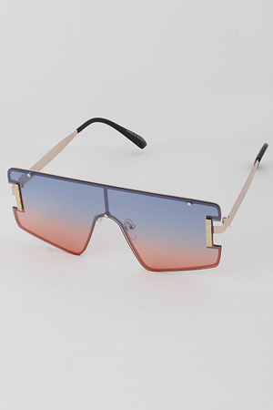 Engraved Frame Shield Sunglasses
