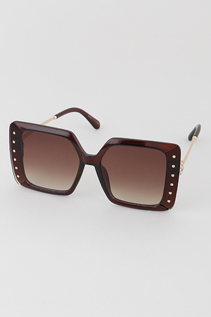 Gold Bolted Square Sunglasses