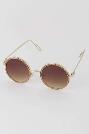 Vintage Jewel Lined Round Sunglasses