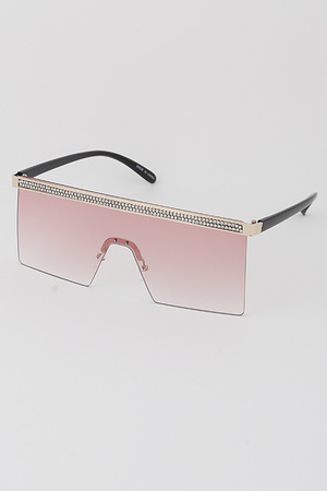 Luxury Jewel Lined Shield Sunglasses