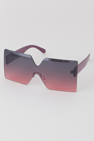 Rimless Two Tone Gradient Shield Sunglasses