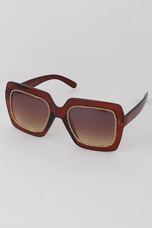Jeweled Thick Framed Square Sunglasses