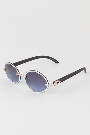 Rhinestone Round Sunglasses