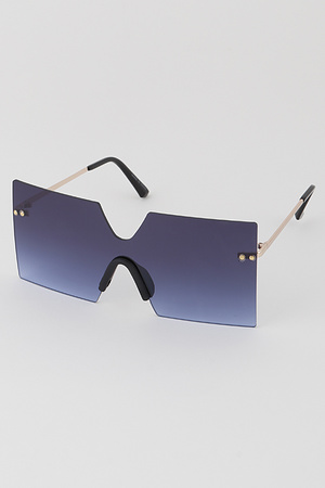 Rimless N Beaded Shield Sunglasses