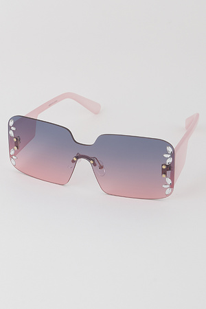 Rhinestone Accented Shield Sunglasses
