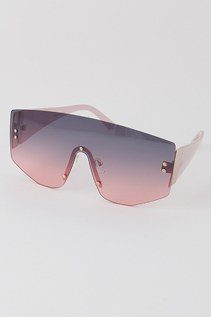 Rimless N Beaded Shield Sunglasses