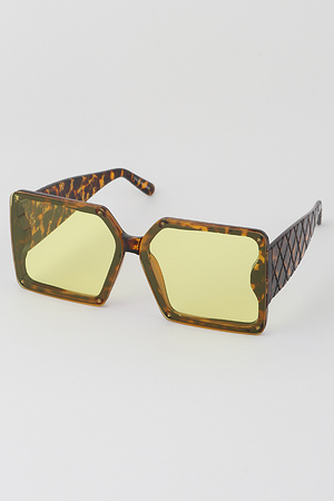 Side Accented Diamond Cut Square Sunglasses