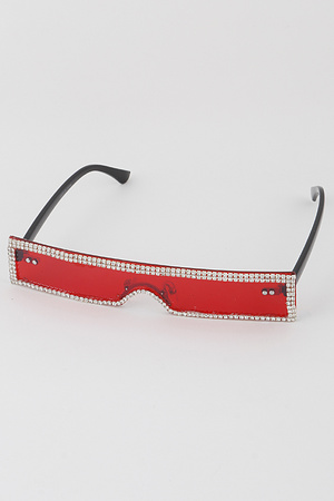 Jewel Lined Straight Shield Sunglasses