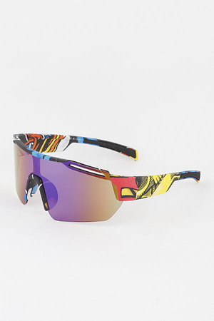 Abstract Print Shield Sunglasses