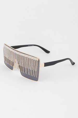 Rhinestone Drop Shield Sunglasses