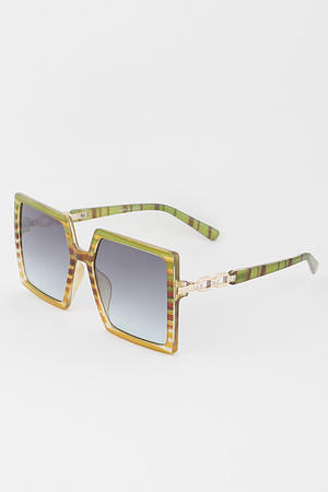 Gradient Link Chain Box Sunglasses
