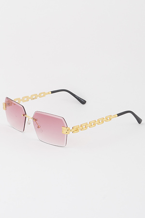 Rimless Gradient Link Chain Sunglasses