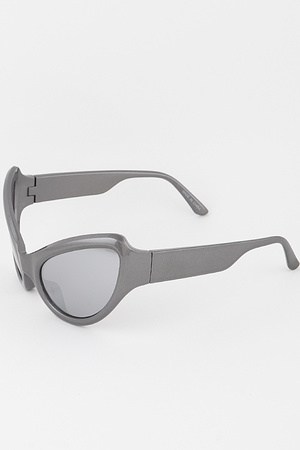 Metallic Curved Round Sunglasses