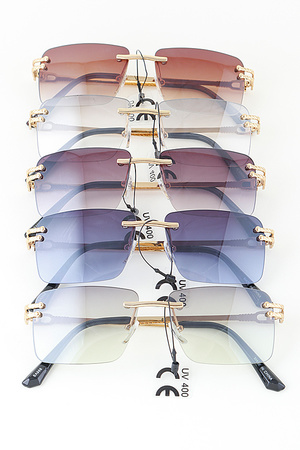 Double Bolted Rimless Tinted Sunglasses