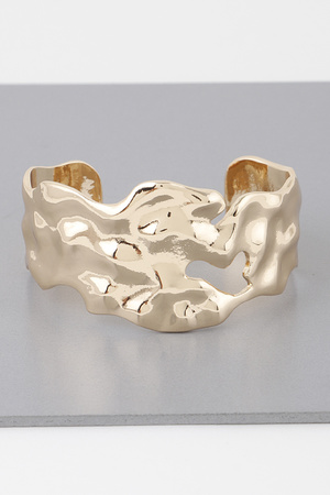 Hammered Abstract Open Cuff Bracelet
