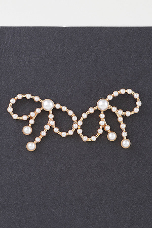 Pearled Ribbon Stud Earrings