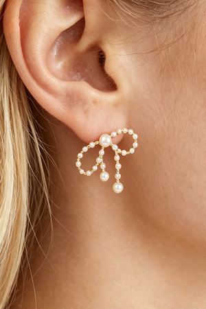 Pearled Ribbon Stud Earrings