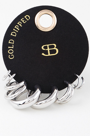 Multi Shiny Hoop Earrings Set