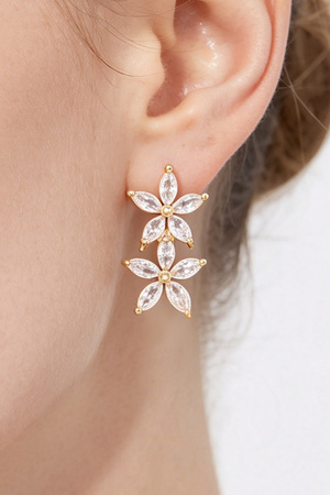 Rhinestone Twin Flower Stud Earrings
