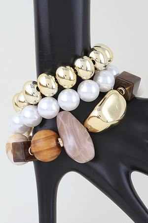 Multi Stone Beaded Statement Bracelet