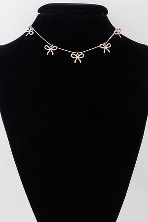 Petite Shiny Ribbon Charm Box Chain Necklace