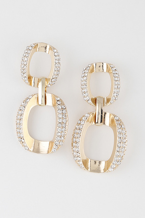 Jeweled Link Chain Drop Earrings
