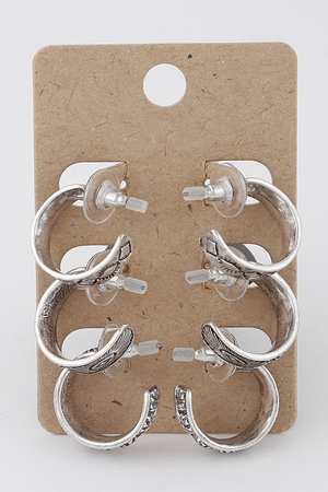 Multi Antique Hoop Earrings Set