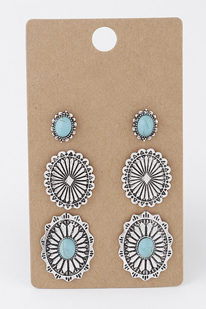 Multi Antique Stone Earrings Set