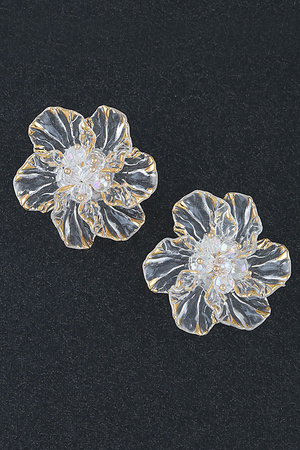 Transparent Gold Rose Earrings