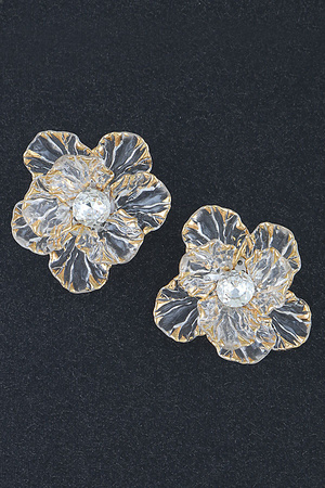 Transparent Gold Flower Earrings