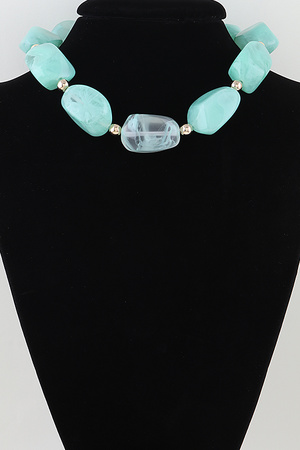 Multi Marble Stone Beaded Statement Necklace