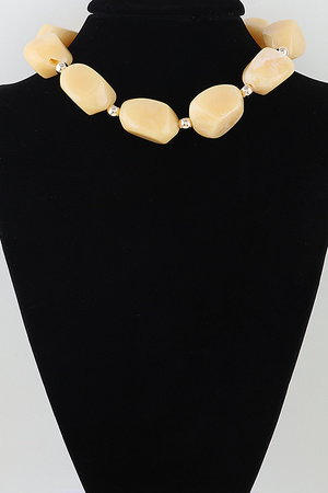 Multi Marble Stone Beaded Statement Necklace
